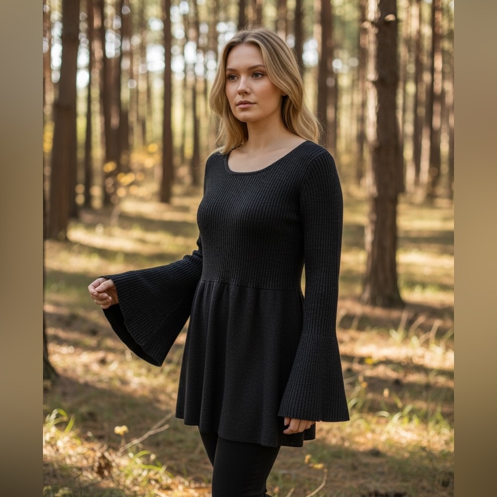 VENUS Black Long Sleeve Knit Dress Bell Sleeve
Whimsigoth Little Black Dress NWT